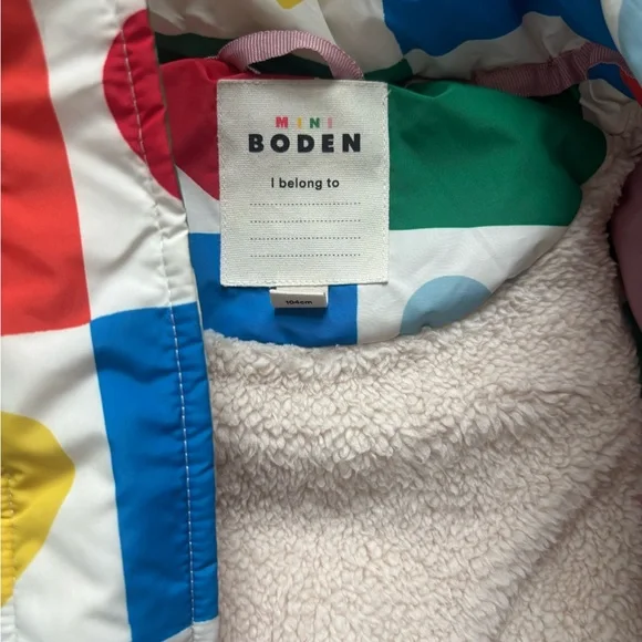 Mini Boden Multicolor Heart Patch 2 in 1 Best Winter Jacket size 3-4YR